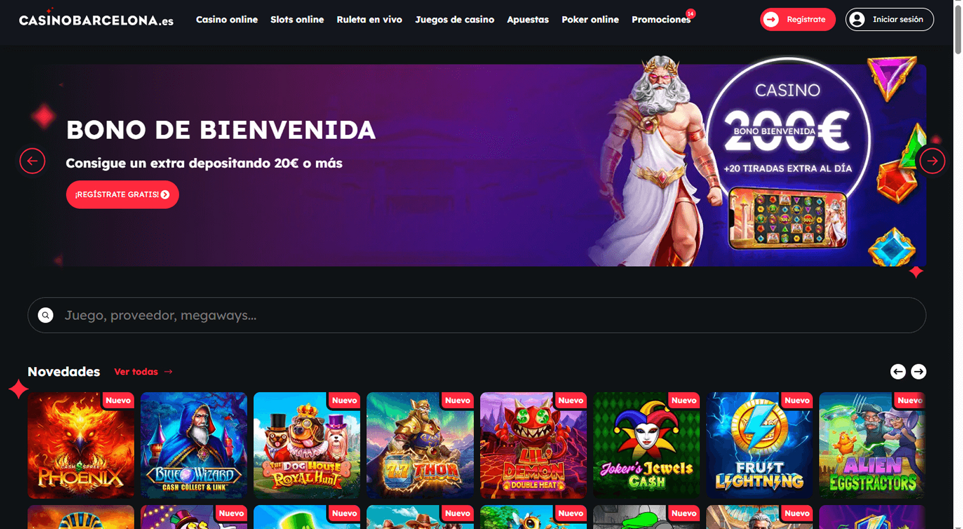 10. CasinoBarcelona.es- Marca local con juego EUR sencillo