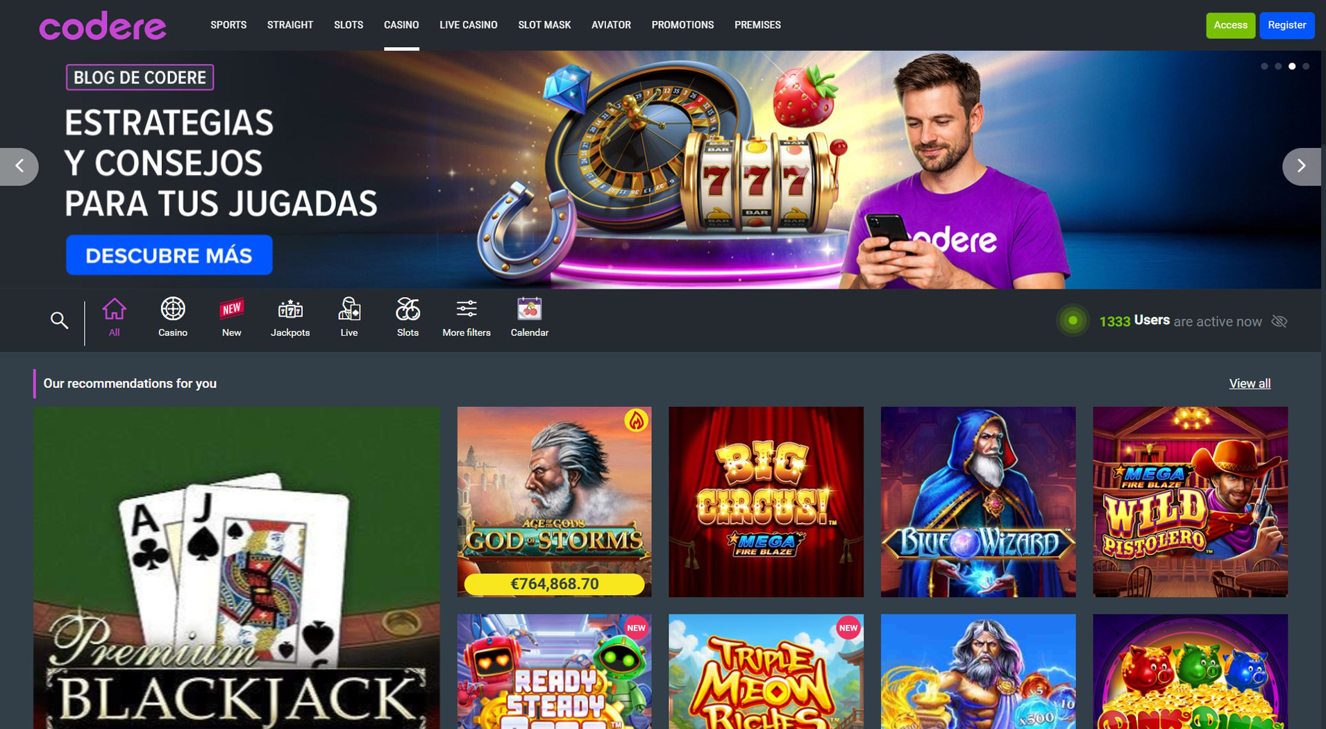 6. Codere Casino: vestíbulo móvil estable y límites prácticos